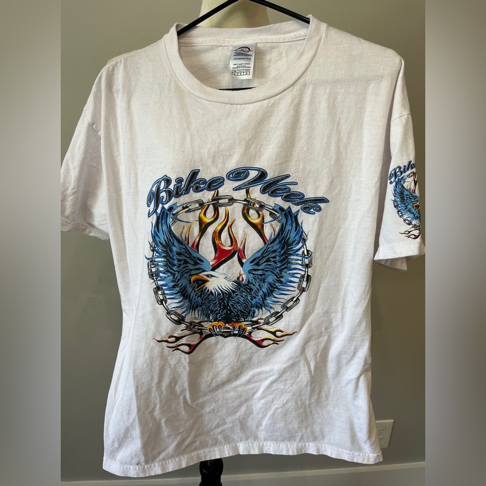 women's size large delta tag bike week white short sleeved tee